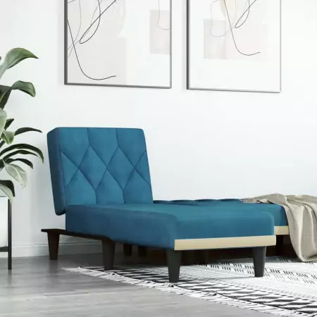 Chaise Longue in Velluto Blu