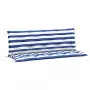 Cuscini Panca Giardino 2pz Righe Bianche Blu 150x50x7cm Tessuto