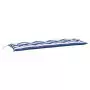 Cuscini Panca Giardino 2pz Righe Bianche Blu 150x50x7cm Tessuto