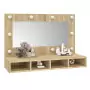 Mobile a Specchio con LED Rovere Sonoma 90x31,5x62 cm