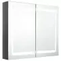 Armadietto Bagno con Specchio e LED Grigio Lucido 80x12x68 cm