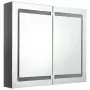 Armadietto Bagno con Specchio e LED Grigio Lucido 80x12x68 cm