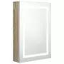 Armadietto Bagno con Specchio e LED Bianco e Rovere 50x13x70 cm