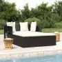 Lettino con Cuscini Nero 182x118x63 cm in Polyrattan