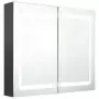 Armadietto Bagno con Specchio e LED Grigio 80x12x68 cm