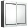 Armadietto Bagno con Specchio e LED Grigio 80x12x68 cm