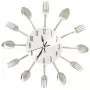 325162  Wall Clock with Spoon and Fork Design Silver 31 cm Aluminium