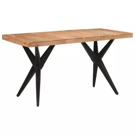 Tavolo da Pranzo Nero 140x70x76 cm in Legno Massello di Acacia