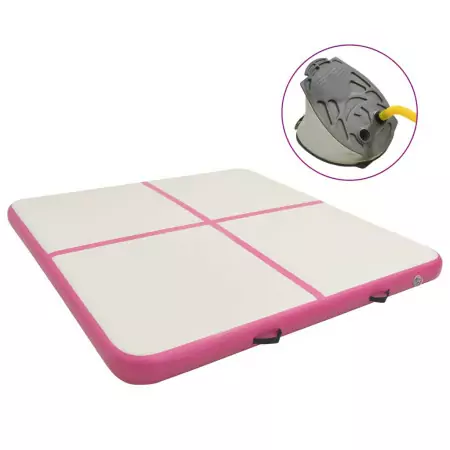 Tappetino Ginnastica Gonfiabile con Pompa 200x200x20cm PVC Rosa