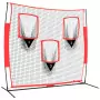 Rete Baseball Portatile Nera e Rossa 183x105x183 cm Poliestere