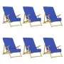 Asciugamani da Spiaggia 6pz Blu Reale 60x135 cm Tessuto 400 GSM