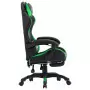 Sedia da Gaming con Poggiapiedi Verde e Nera in Similpelle