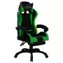 Sedia da Gaming con Luci a LED RGB Verde e Nera in Similpelle