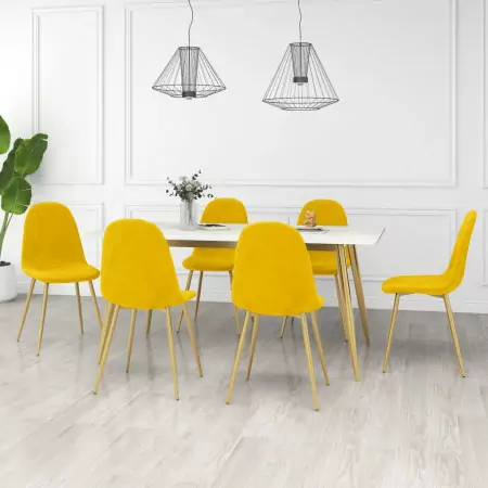 Sedie da Pranzo 6 pz Giallo Senape in Velluto