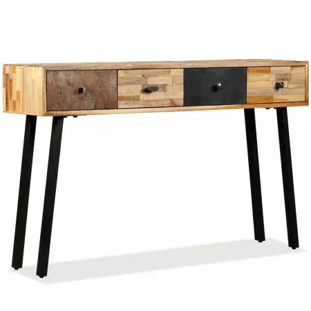 Tavolo Consolle in Legno di Teak Rigenerato 120x30x76 cm