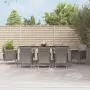 Set da Pranzo da Giardino 9 pz con Cuscini in Polyrattan Grigio