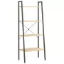 Scaffale Autoportante 4 Ripiani Marrone Chiaro Nero 56x35x140cm