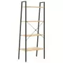 Scaffale Autoportante 4 Ripiani Marrone Chiaro Nero 56x35x140cm