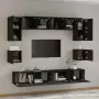 Set Mobili Porta TV 8pz Nero in Legno Multistrato