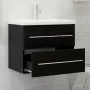 Mobile Bagno con Lavabo Integrato Nero in Truciolato