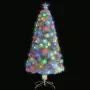 Albero Natale Artificiale con LED Bianco 120 cm Fibra Ottica