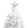 Albero Natale Artificiale con LED Bianco 120 cm Fibra Ottica