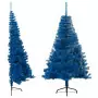 Albero di Natale Artificiale a Metà con Supporto Blu 150 cm PVC