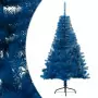 Albero di Natale Artificiale a Metà con Supporto Blu 150 cm PVC