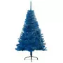 Albero di Natale Artificiale a Metà con Supporto Blu 150 cm PVC