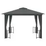 Gazebo con Teli Laterali e Doppio Tetto 3x3 m Antracite