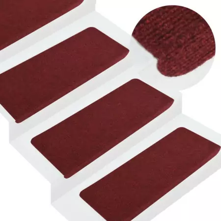 Tappetini Autoadesivi per Scale 15 pz 65x24,5x3,5 cm Rosso