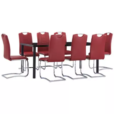 Set Sala da Pranzo 9 pz in Similpelle Rosso