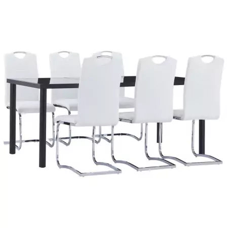 Set Sala da Pranzo 7 pz in Similpelle Bianco