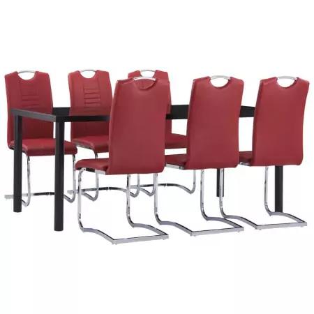 Set Sala da Pranzo 7 pz in Similpelle Rosso