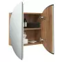 Armadio da Bagno con Specchio Rotondo e LED Rovere 40x40x17,5cm