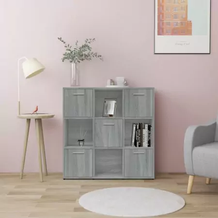 Libreria Grigio Sonoma 90x30x90 cm in Legno Multistrato