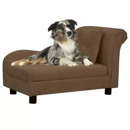 Divano per Cani con Cuscino Marrone 83x44x44 cm in Peluche