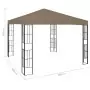 Gazebo con Luci a Stringa LED 3x3 m Grigio Talpa