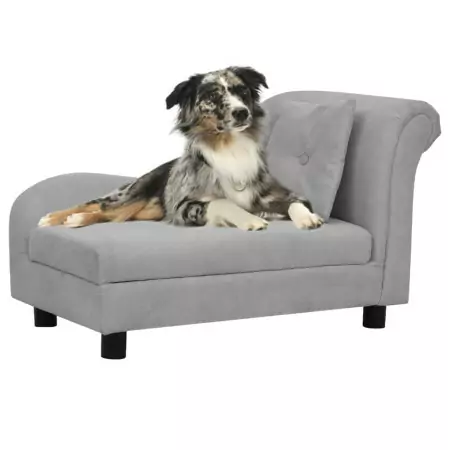 Divano per Cani con Cuscino Grigio 83x44x44 cm in Peluche