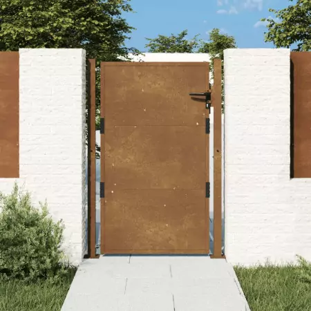 Cancello da Giardino 105x130 cm in Acciaio Corten