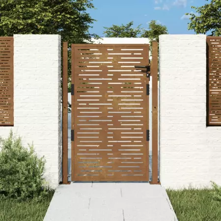 Cancello da Giardino 105x130 cm Acciaio Corten Design Quadrato