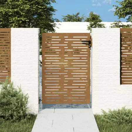 Cancello da Giardino 85x150 cm Acciaio Corten Design Quadrato