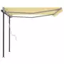 Tenda da Sole Retrattile Manuale con Pali 4x3,5 m Gialla Bianca