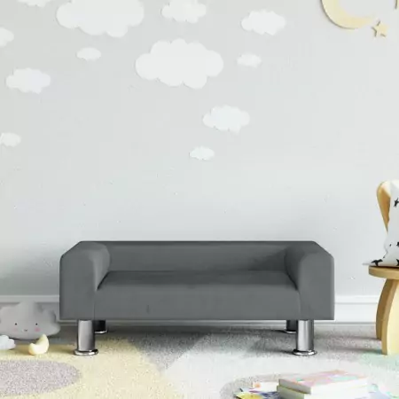 Divano per Bambini Grigio Scuro 70x45x26,5 cm in Velluto