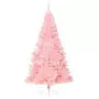 Albero di Natale Artificiale a Metà con Supporto Rosa 210cm PVC