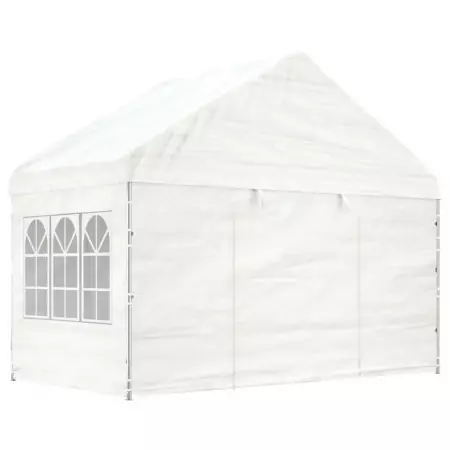 Gazebo con Tetto Bianco 4,08x2,23x3,22 m in Polietilene