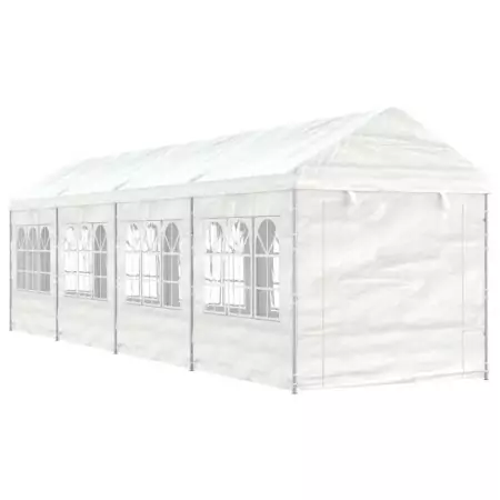 Gazebo con Tetto Bianco 8,92x2,28x2,69 m in Polietilene