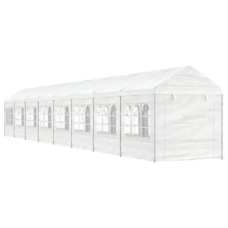 Gazebo con Tetto Bianco 17,84x2,28x2,69 m in Polietilene