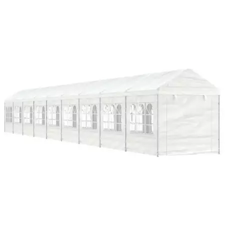 Gazebo con Tetto Bianco 20,07x2,28x2,69 m in Polietilene