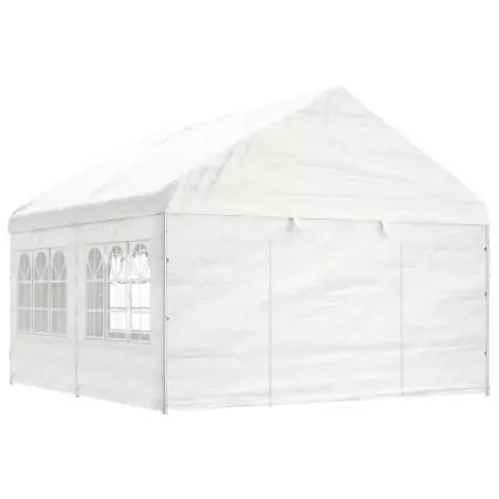 Gazebo con Tetto Bianco 4,46x4,08x3,22 m in Polietilene